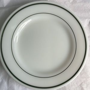 - Vintage Pyrex Corning ware green band dinner plate 9”